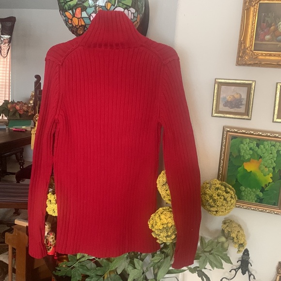 Vintage VS Moda International dark red Cableknit side button Sweater L - Picture 2 of 3